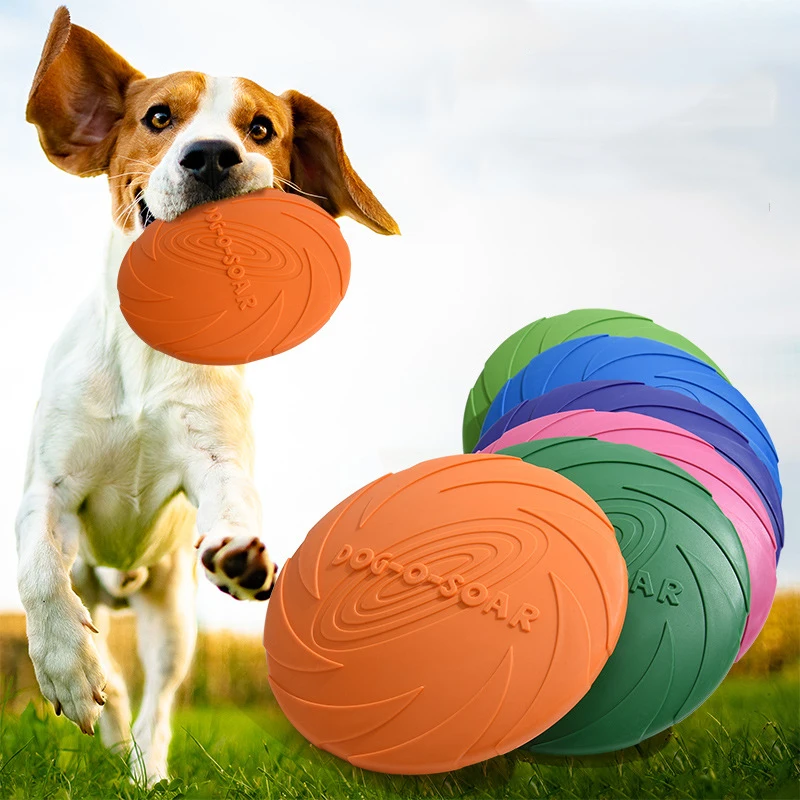 15/22cm Silicone Flying Disc Dog Toy Fashion Multicolor Resistant Chew Toys Puppy Outdoor Game Trainning Interactive Supplies