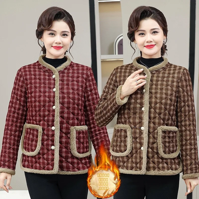 

Faionable Mommy Cotton Jaet Women's New Fce Warmth Cottonwear Top Open Cardigan Cotton Coat Casual Sle Long Pants