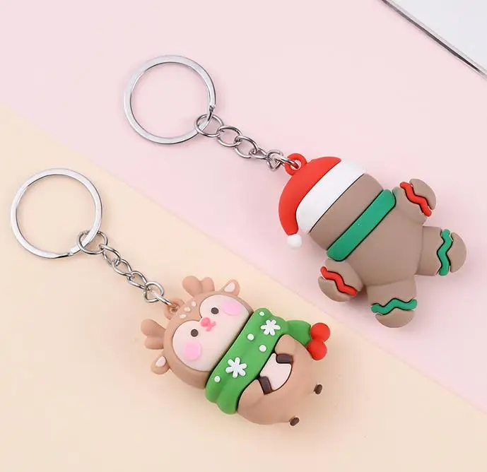 1 mixed hair   New three-dimensional cartoon doll Christmas series key chain holiday event small gift pendant