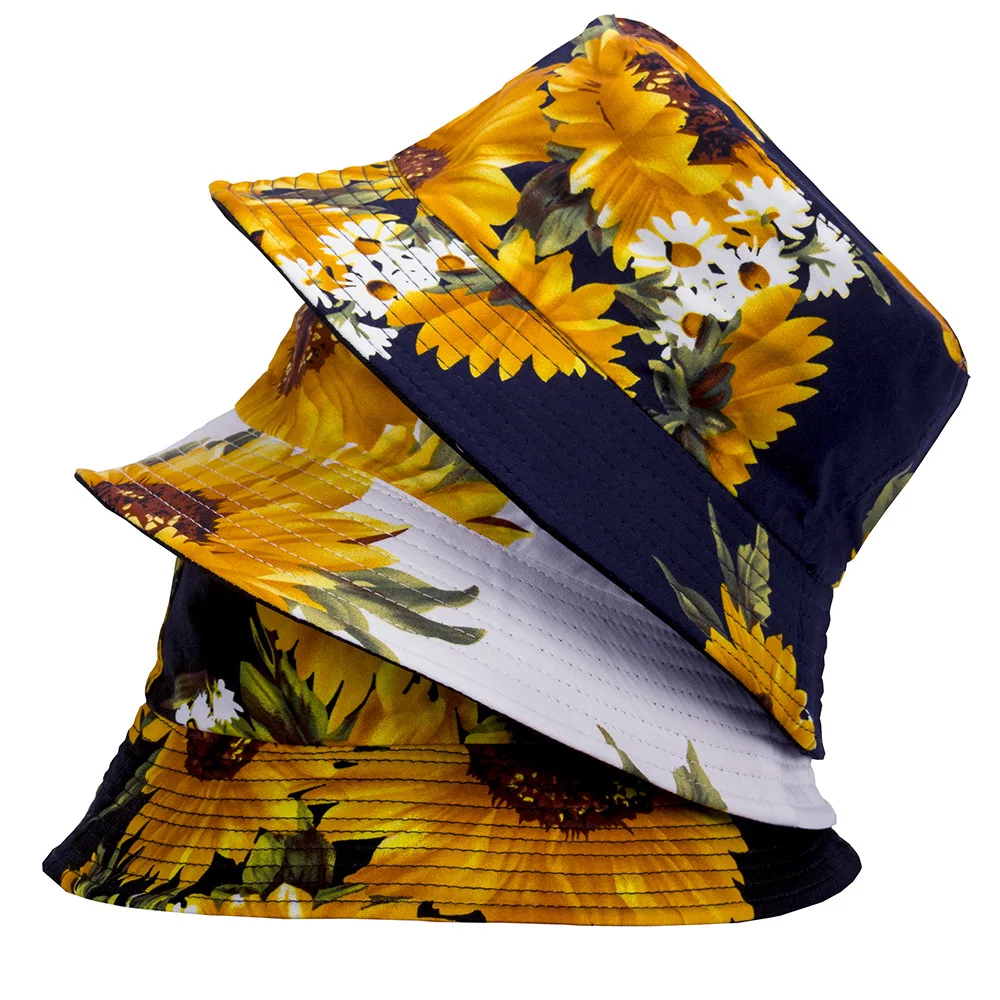 

Summer Double-Sided Wear Fisherman Hat Women's Bucket Hat Outdoor Travel Sun Protection Cap Cotton Floral Print