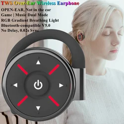 TWS Over-Ear Wireless Headphone Bluetooth-Compatible V5.0 Lossless Sound Ear Hook Earphone Game/Music Dual Mode Open-Ear Headset
