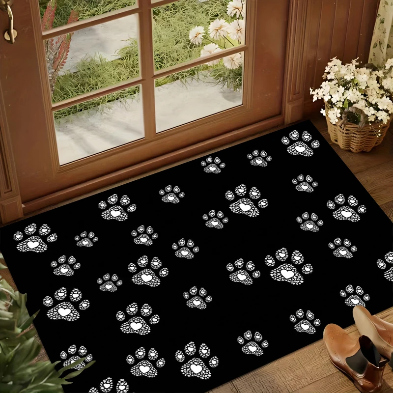 New Arrival Stylish Pet Paw Print Floor Mat Soft Durable Non-Slip Rug for Home Entrance Pet Room Living Room Bedroom