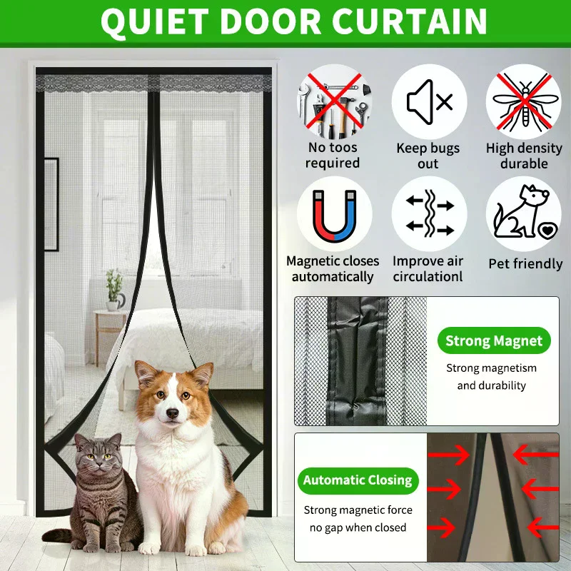 90*210cm 100*210cm Screen Door Mesh Curtain Anti Mosquito Fly Net -Proof Mesh Door Curtain For Home Kitchen Windows And Doors