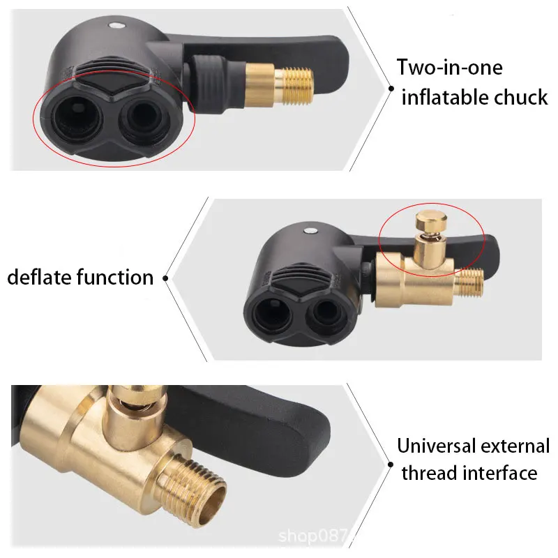 2 In 1 Car Truck Tire Air Pump Chuck Tyre Valve Air Compressor Inflatable Pump Valve Clip Clamp Connector Nozzle Deflate Tool