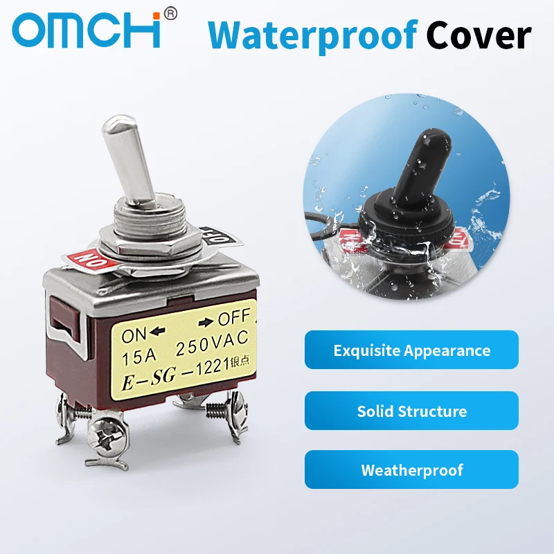 OMCH 1/5/10 pièces 15A 250VAC argent Contact interrupteur à bascule série E-SG 2/3/4/6/8/9/12 broches 2/3 vitesses auto-réinitialisation/auto-verrouillage