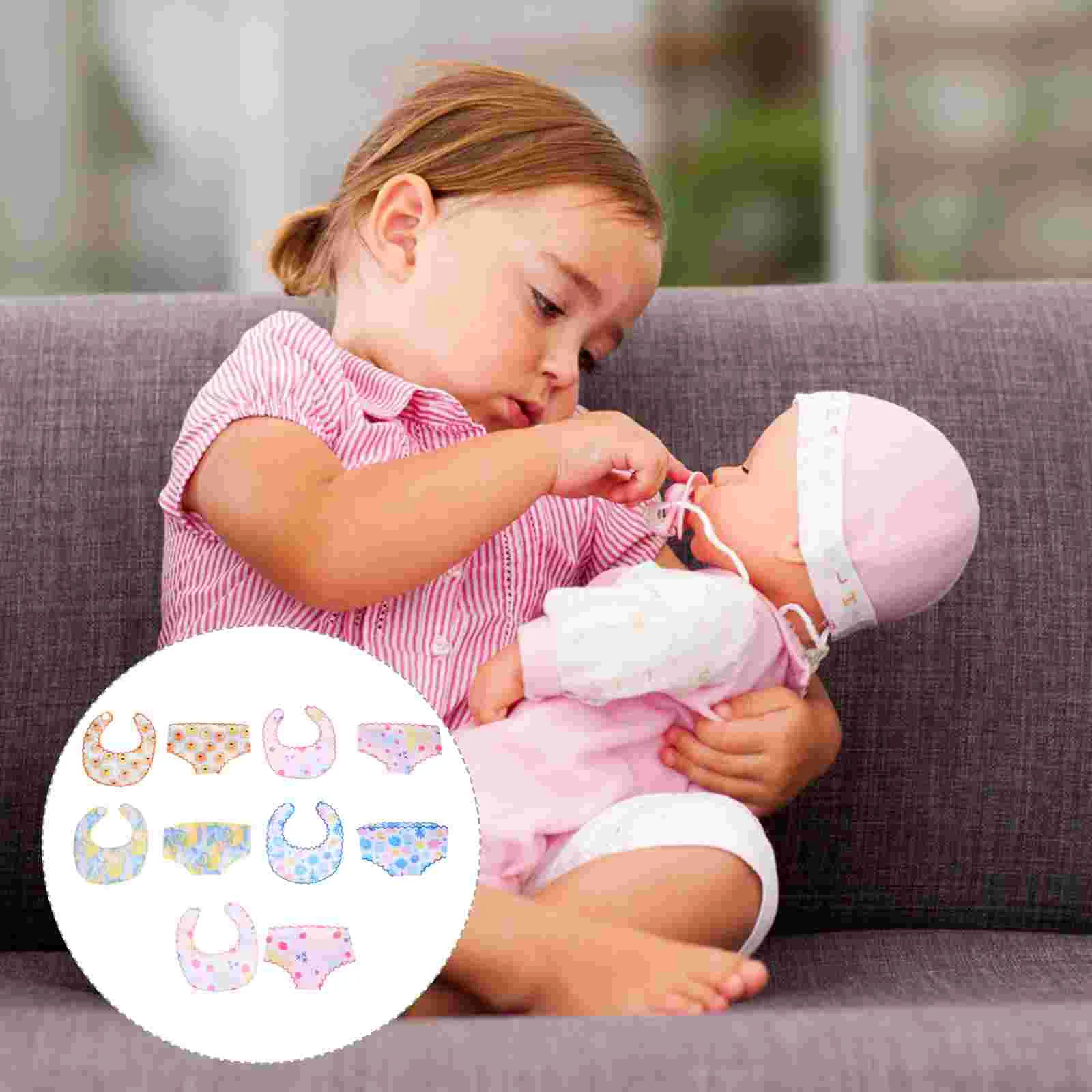 

5 Sets Diapers Girl Toys Dolls for Girls Bib Underpants Pretend Panties Child