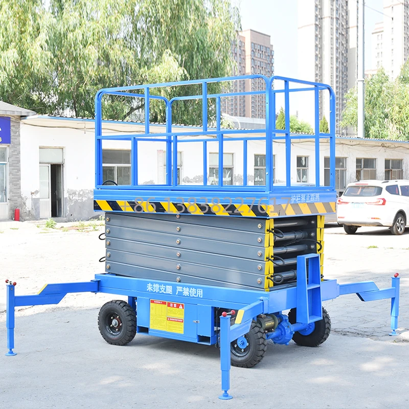 6m-12m Movable Scissor Lift Hydraulic Aerial Platform Solid Rubber Tires Corrosion-resistant Highly Durable view 3