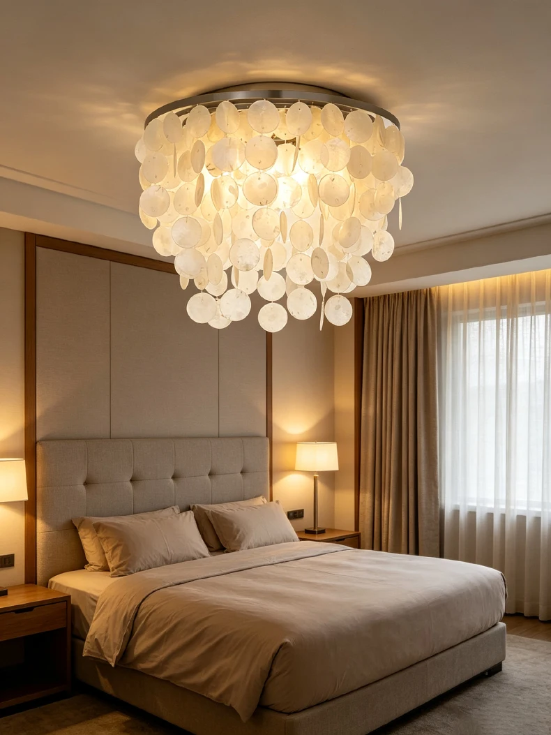 Romantic Shell LED Ceiling Light E27 Bulb Gold Metal Base