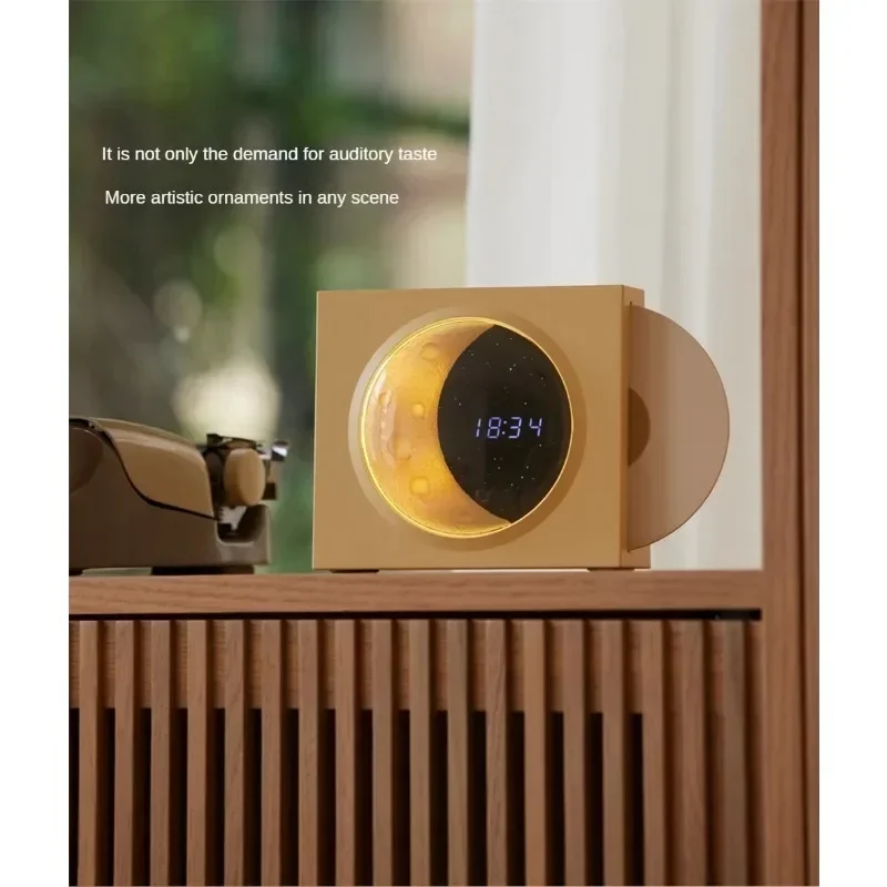 Para lua rotativa disco de vinil sem fio alto-falante despertador áudio ao ar livre quarto luxo alto-falante mini subwoofer