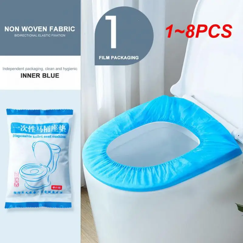 1~8PCS Disposable Toilet Cushion Travel Portable Toilet Sticker Cushion Paper Non-Woven Waterproof Universal Toilet Cover #2582