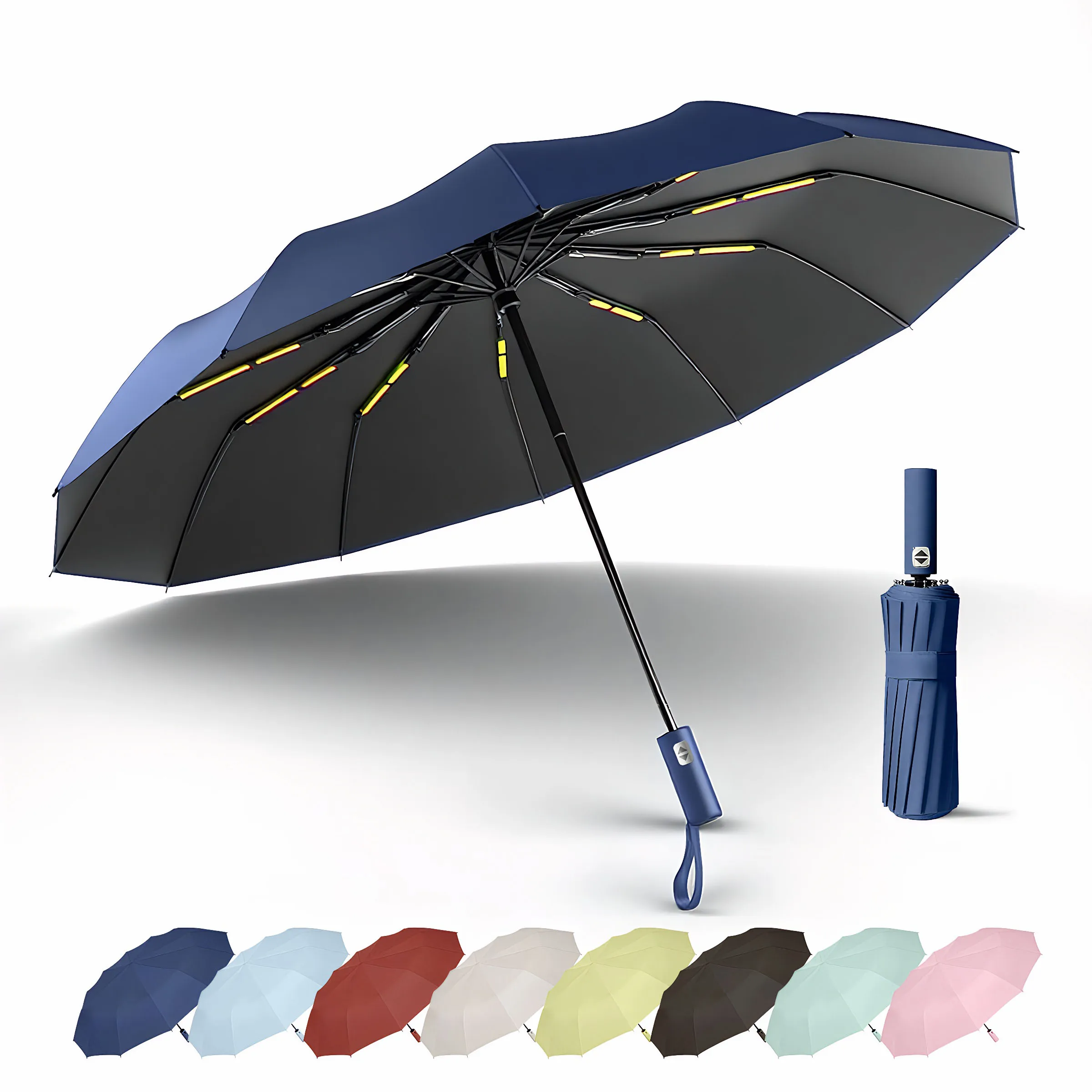 A 12 bone double bone folding automatic umbrella, enlarged umbrella face, thickened umbrella frame, fiberglass 24 bone wind