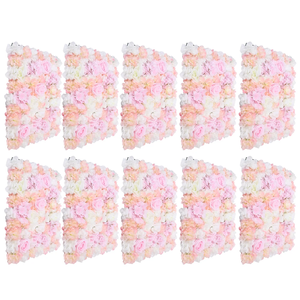 

10 Pieces Artificial Flower Wall 60x40cm 3D Flower Background for Wall, Pink Wedding Flower Decorations Wall Silk Rose Panels