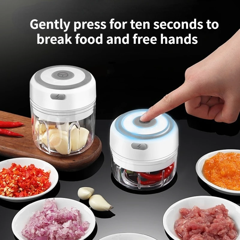 3.38/8.45oz USB Electric Mini Garlic Chopper - Powerful Meat Grinder And Vegetable Crusher For Quick And Easy Food Prep