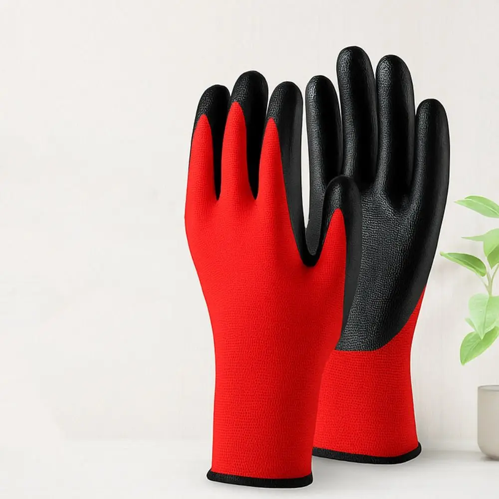 

12pairs Oil-Resistant Protective Gloves Corrosion-Resistant Wear-Resistant Nitrile Coated Gloves Durable Safety Gloves Gardening