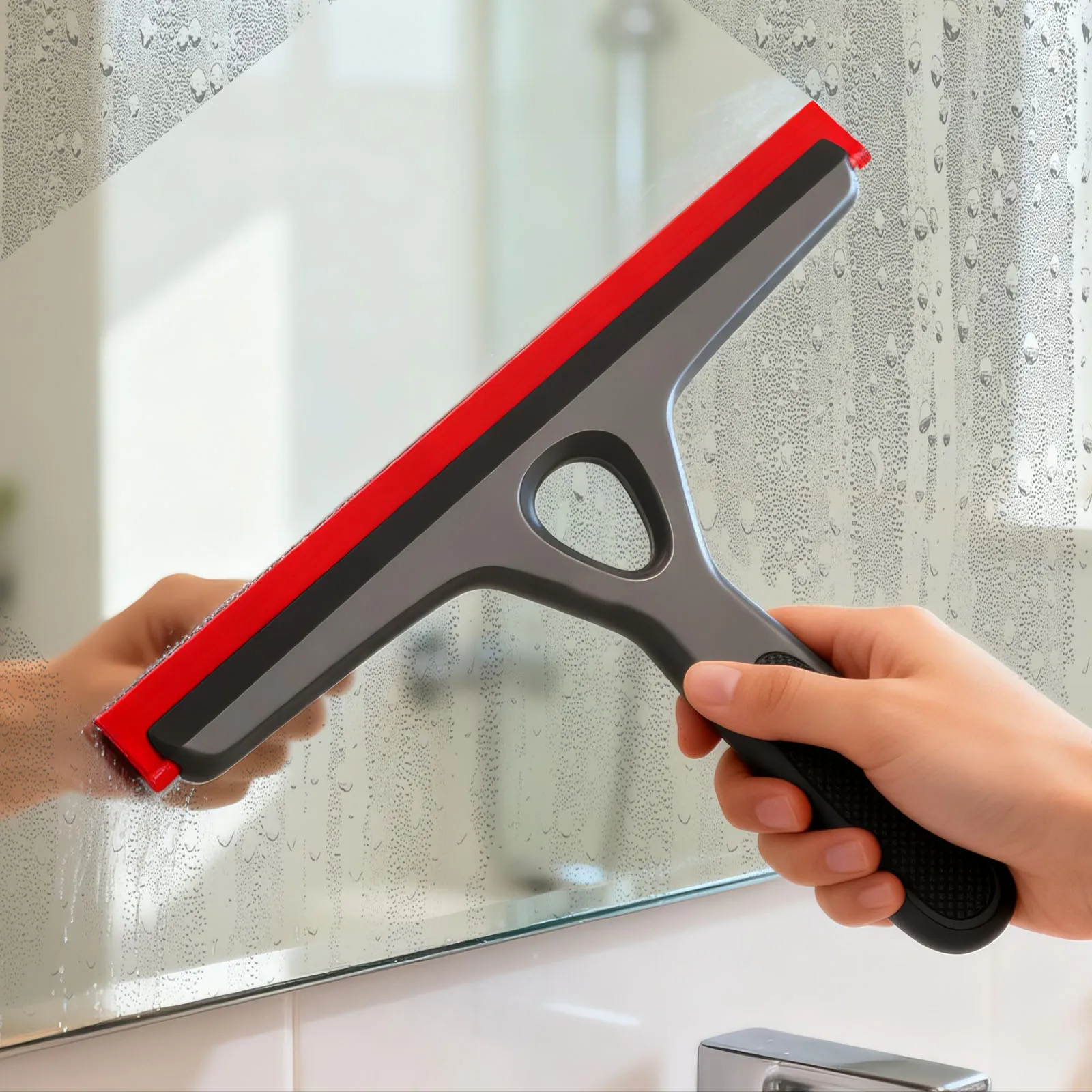 EHOMGUI 2 Pack Silicone Handheld Squeegee for Bathroom Glass, Countertops, Desks, Car Windows - Quick-Dry Multi-Surface Cleaner