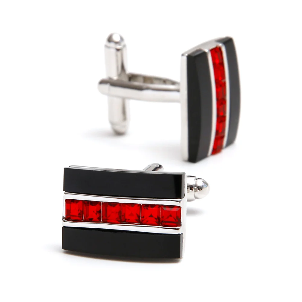 Black White Red Contrasting Diamond Inlaid Exquisite Cuff Buckle Men's Business Dress Cufflinks Dress Shirt Banquet Accessory