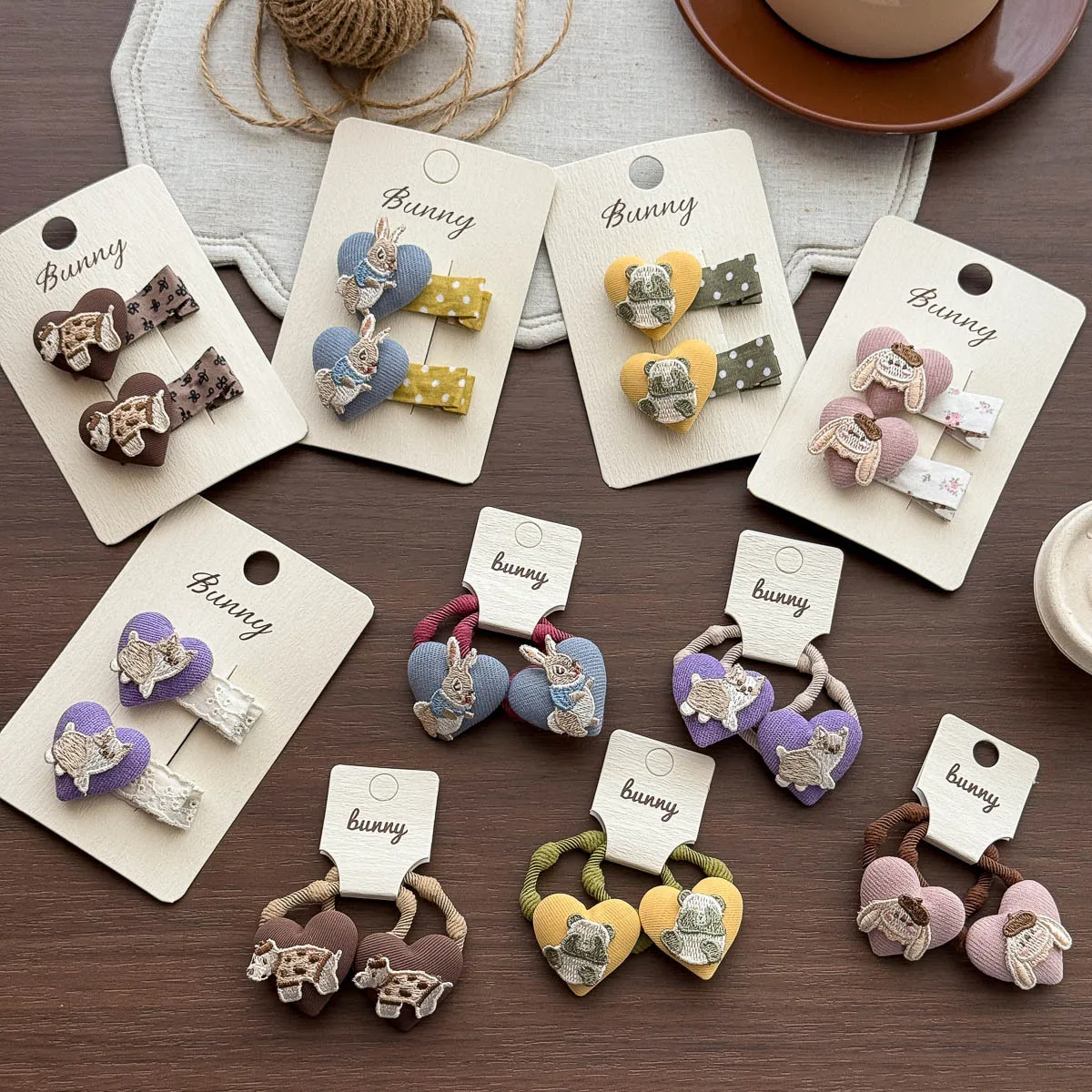 Children's Hair Clips Cartoon Rabbit Panda Puppy Love Hairpin Cute Baby Elastic Hair Band Ponytail Rubber Band Hair Accessories