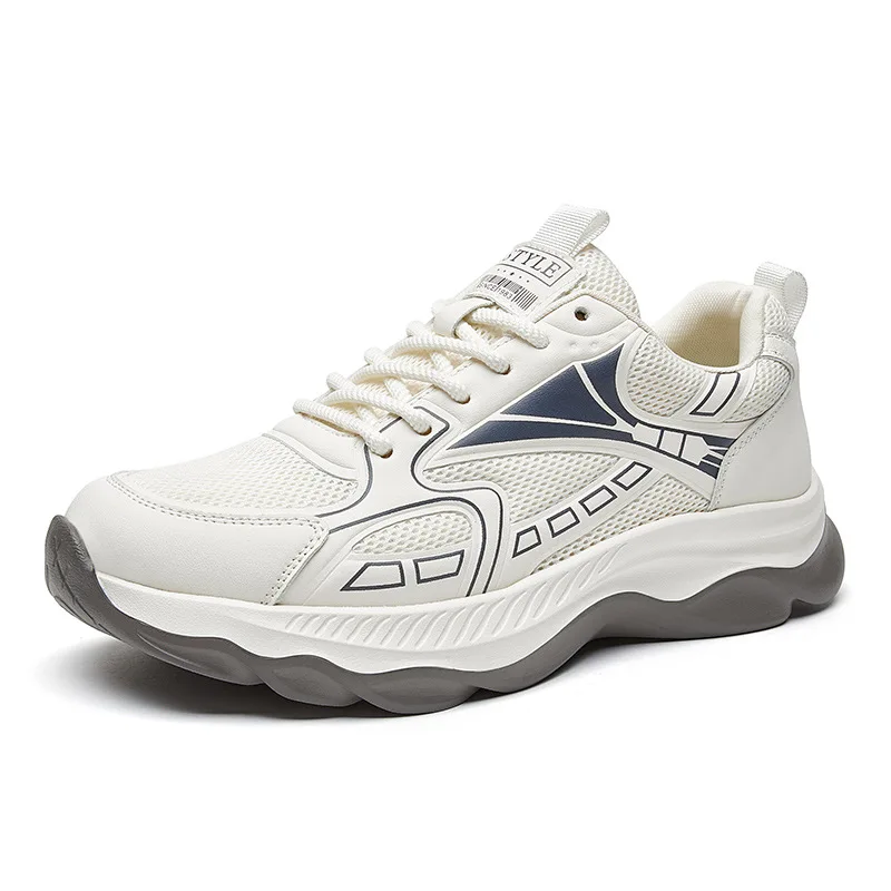 

Осень 2024, новые дизайнерские кроссовки на платформе для мужчин, модные повседневные однотонные сетчатые туфли, мужские белые, черные спортивные туфли для мужчин