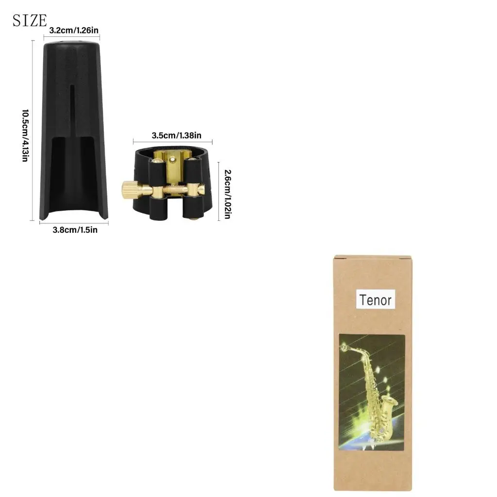 Q39E Tenors Saxophone Ligature Mouthpiece Caps PU Leather Sax Ligature Fastener with Plastic Caps Saxophone Accessories