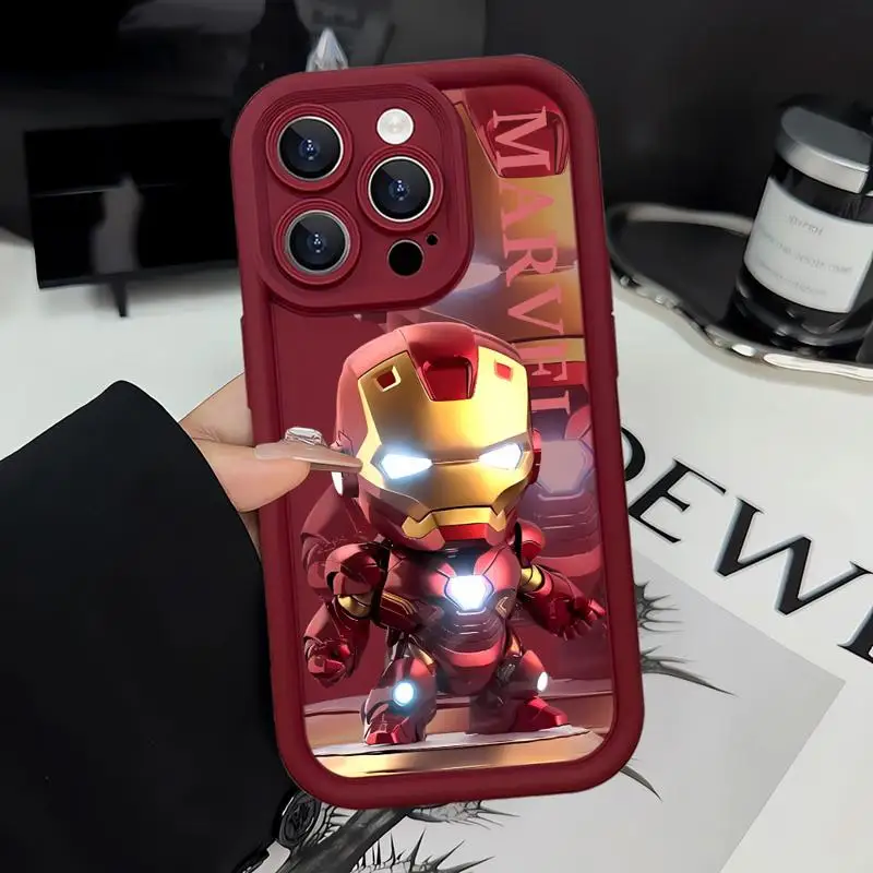 Handyhüllen für Apple iPhone 15 13 14 12 11 Pro Max XS 7 XR 14Plus 8X Angel Eye Ladder Funda Cover Marvel AI SpiderMan Iron Man