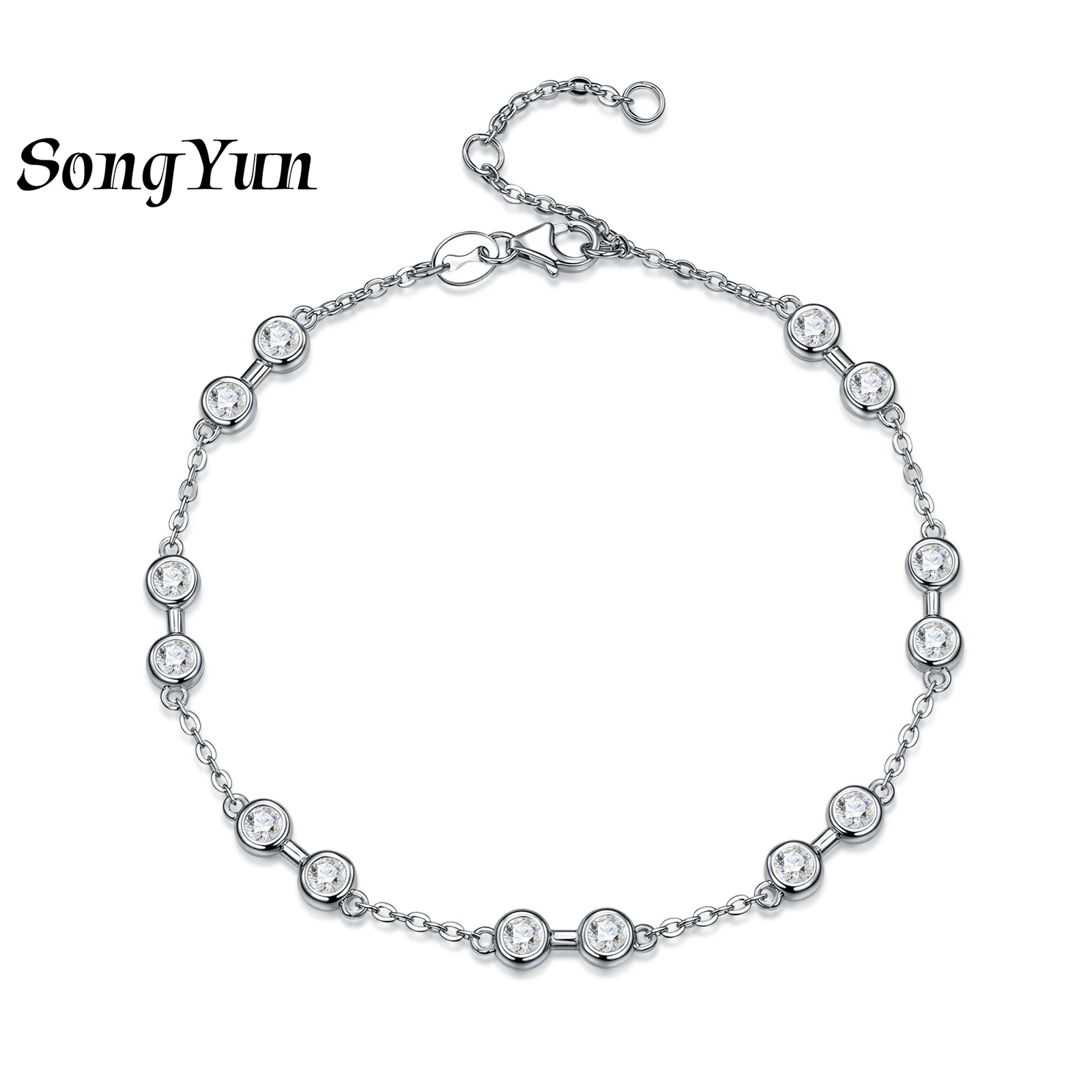 

SONGYUN Luxury Jewelry 925 Sterling Silver Bracelet Moissanite Diamond Charm Formal Ladies Real Gold Plated SYT Patent Bangle