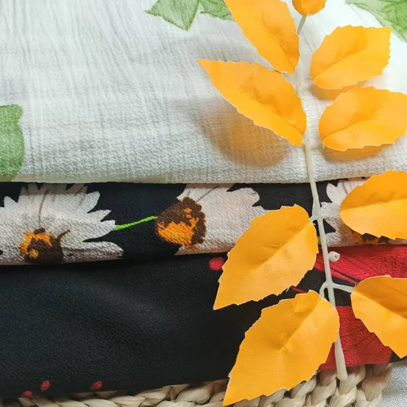 Non Transparent Chiffon Printed Fabric for Handmade DIY Dress Clothing Decoration Fabrics By The Meter Sewing Material Cloth