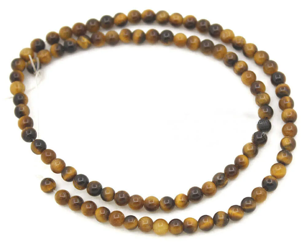 Natural  Round Tiger's Eye 4 mm Loose Beads 15