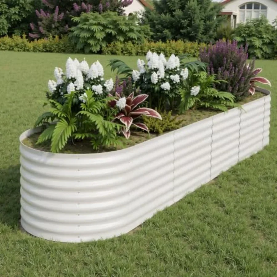 2 PCs Galvanized Raised Garden Bed, Outdoor Metal Planter Box