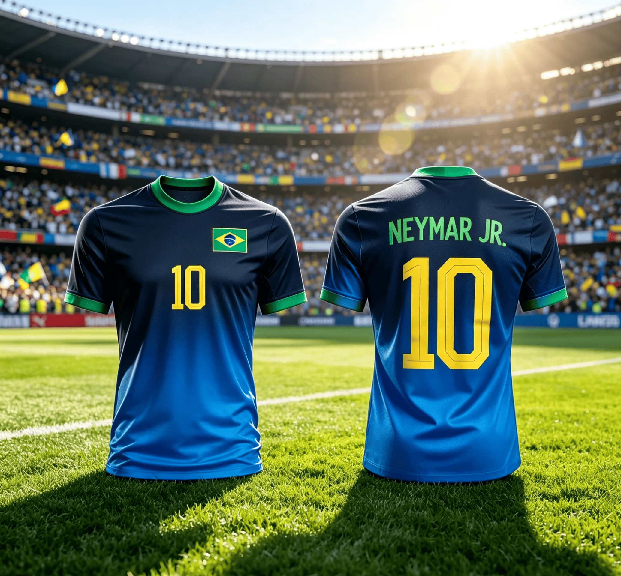 Brazil National Team Neymar Jr No.10 Black Football Short Sleeve Jersey Fan Sports Top