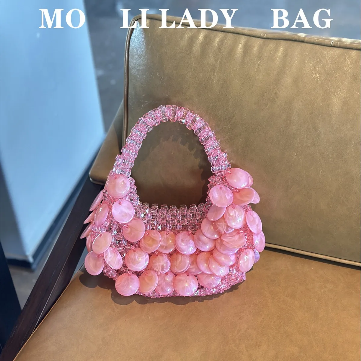 New Acrylic Bead Round Women's Bags Ins Design Handmade Handbags for Women Personalized Customized Party Dinner Ladies Bag