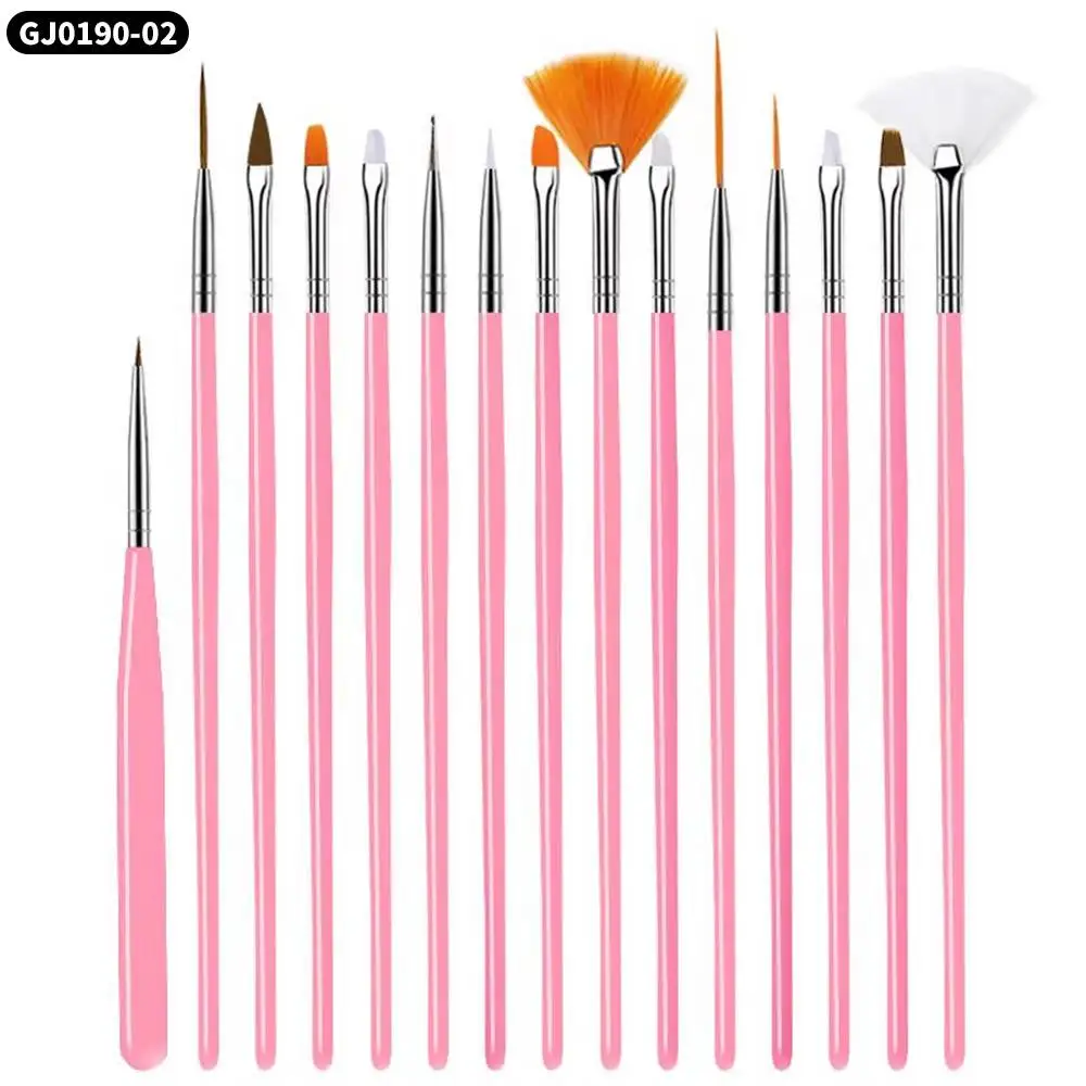 5/16Pcs Nail Art Brush Design Tip Painting Drawing Carving Dotting Pen FlatFan Liner Acrylic Gel UV Polish Manicure Tools