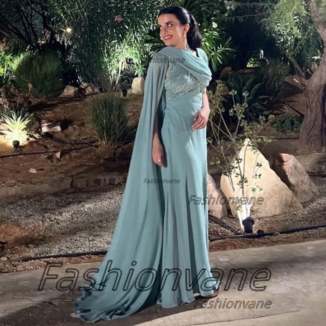 

Fashionvane Customized Saudi Arabia Prom Dresses Beading Wraps Zipper Back Evening Party Dress Long Side Slit Vestidos Des Noch