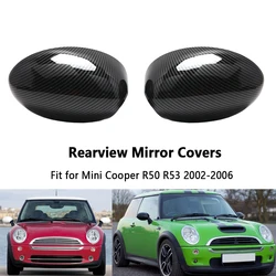 1/2pcs RHD Fit For Mini Cooper R50 R53 2002-2006 Rearview Mirror Covers ABS Black Rearview Mirror Covers Car Accessories