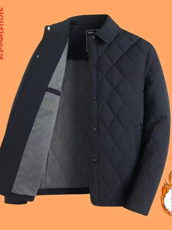 

Autumn Winter Men's Cotton Jaet Silk Blend Casual Mid-Thi Collared Coat able Faion Urban Sle Polyeste...