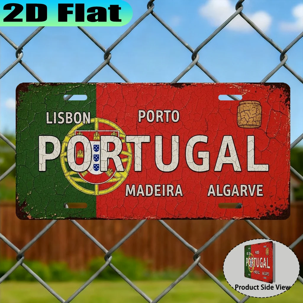 2D Flat 1pc Vintage Aluminum Sign from Portugal,New Year Gift, Portuguese Retro Style,Decorative Gift