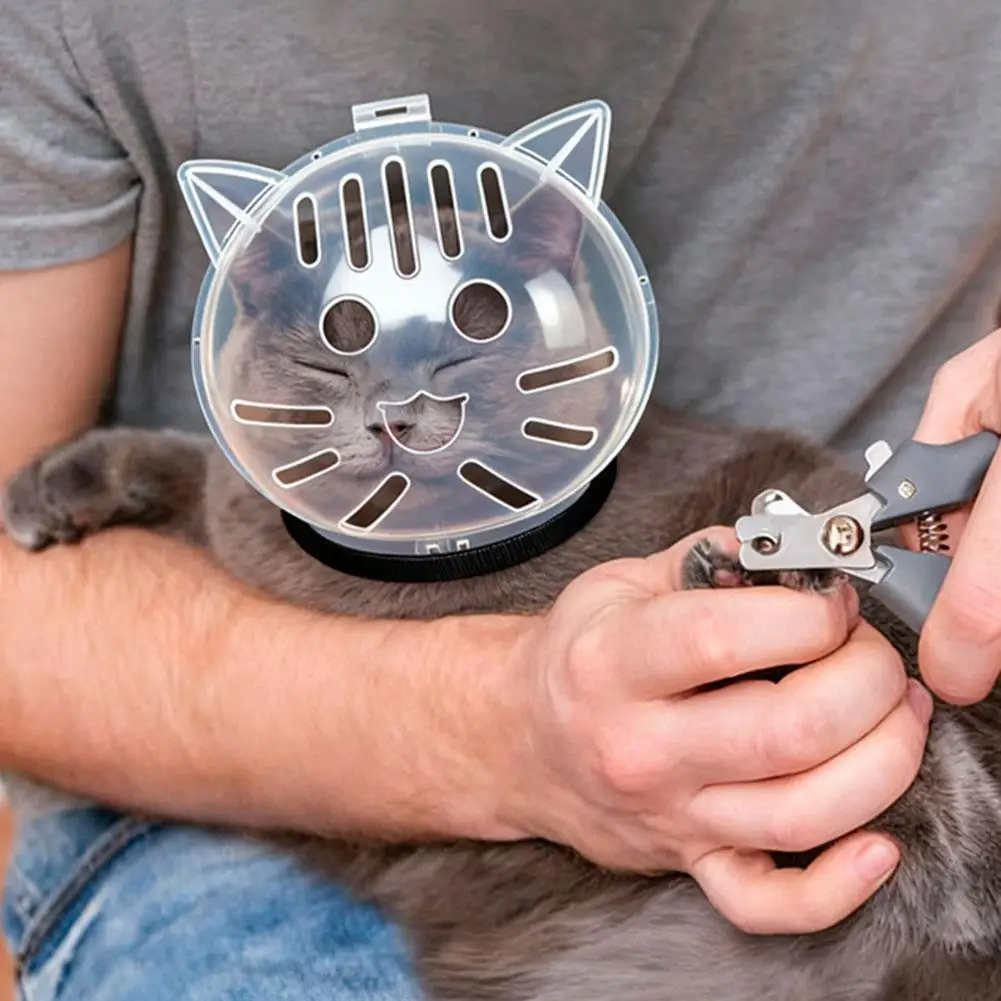 Transparenter Katzen-Schutzhaube, Anti-Biss, atmungsaktiv, Katzen-Pflegehelm, Maulkorb für Nageltrimmen, Baden und Pflege – Detail 12