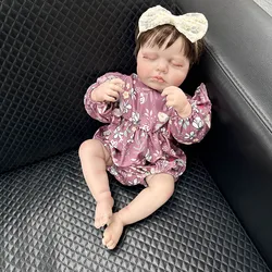 49CM 신생아 인형 리본루루 잠자는 아기 인형 부드럽고 껴안기 좋은 몸체 실물 같은 3D 피부와 눈에 보이는 혈관(옷 없음)