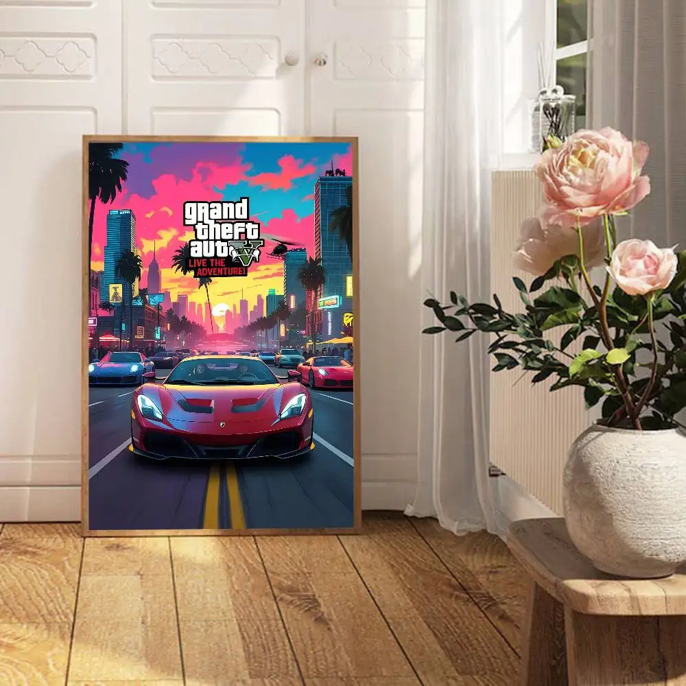 لعبة جراند ثيفت أوتو الكلاسيكية أنيمي ملصق مقاوم للماء ورقة ملصق مقهى بار غرفة جدار ديكور #6
