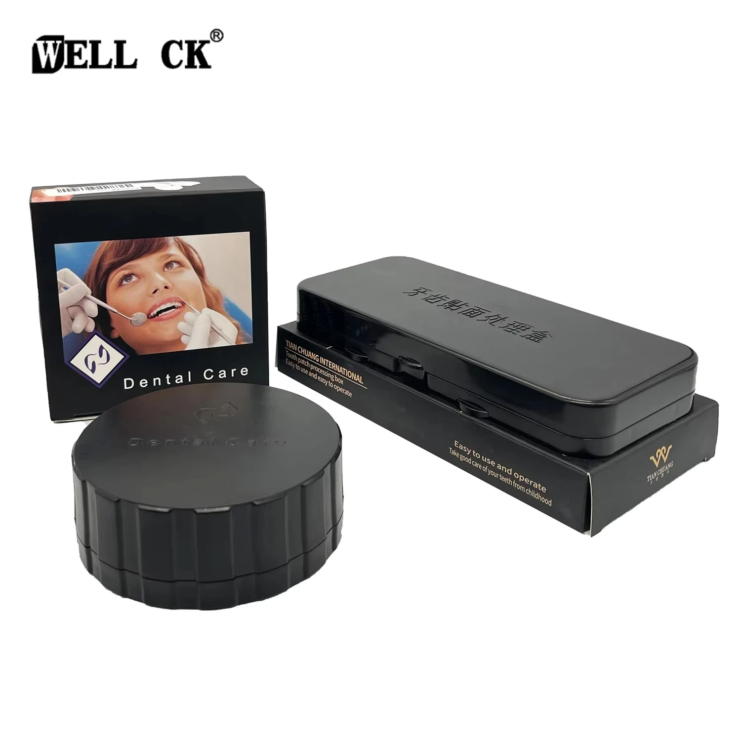  Dental Veneer Pretreatment Patch Tooth Box All Ceramic Veneers Denture Storage Case Portable Arrangement Cleaning Holder Black