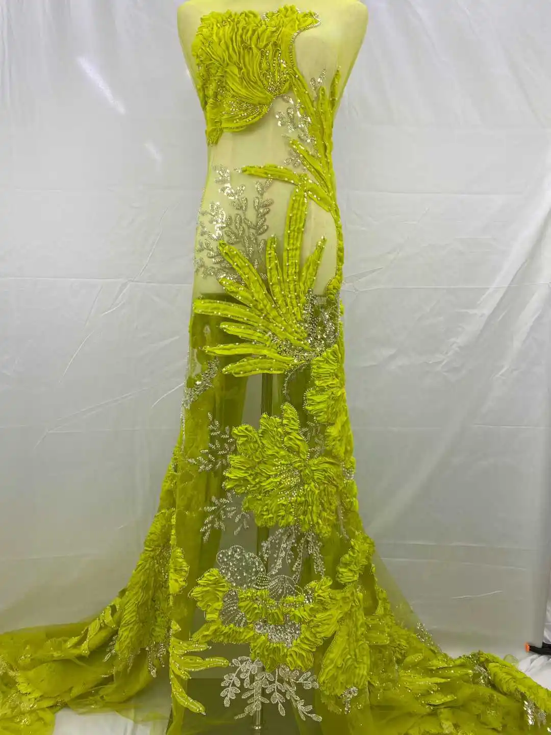 Afrikaanse kralen tule kant stof Franse Nigeriaanse mesh pailletten geborduurde kant stof dames diner jurk naaien