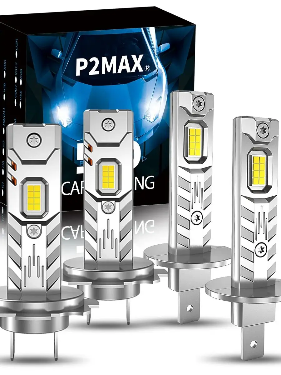 4er-Set H7 H1 LED-Scheinwerfer Fern-/Abblendlicht Glühbirnen 6000K Weiß 20000LM 1:1 Halogen-Größe Plug-and-Play für Auto-Scheinwerfer