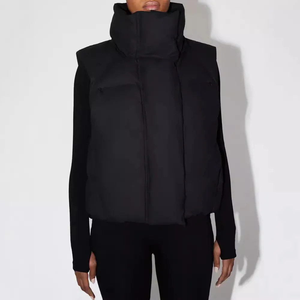

KHY kylie same hooded vest vest cotton clothing Slim zipper stand-up collar top woman