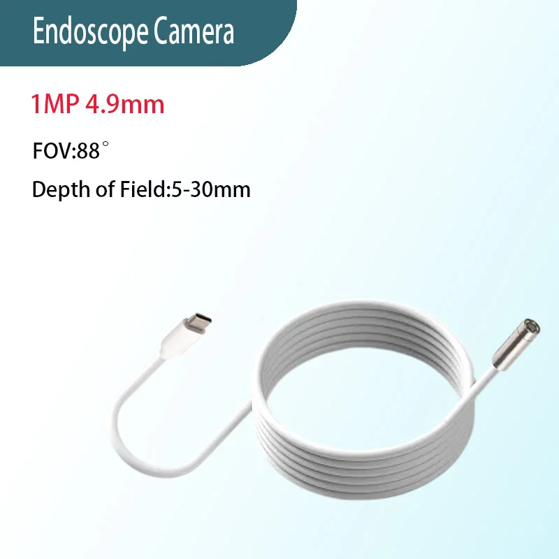 1MP 4.9mm FOV 88° Pipeline Inspection Camera Macro Range IP67 Waterproof 1.5m Type-C Flexible Cable  Automotive Endoscope