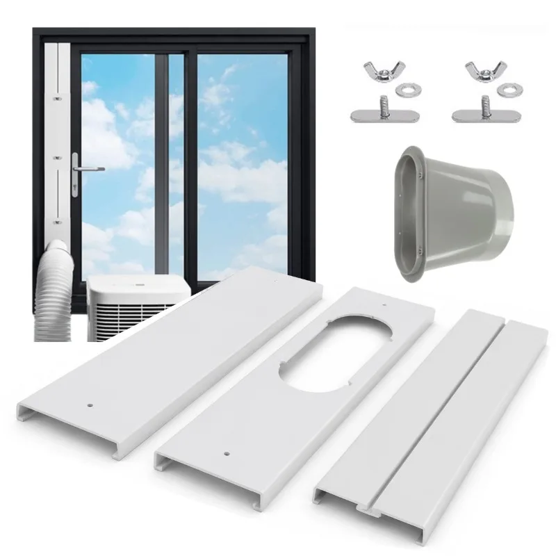 Portable Air Conditioner Window Vent Kit Adjustable Seal Panel 5.9In Exhaust Hose Adapter Universal Sliding Window AC Accessory
