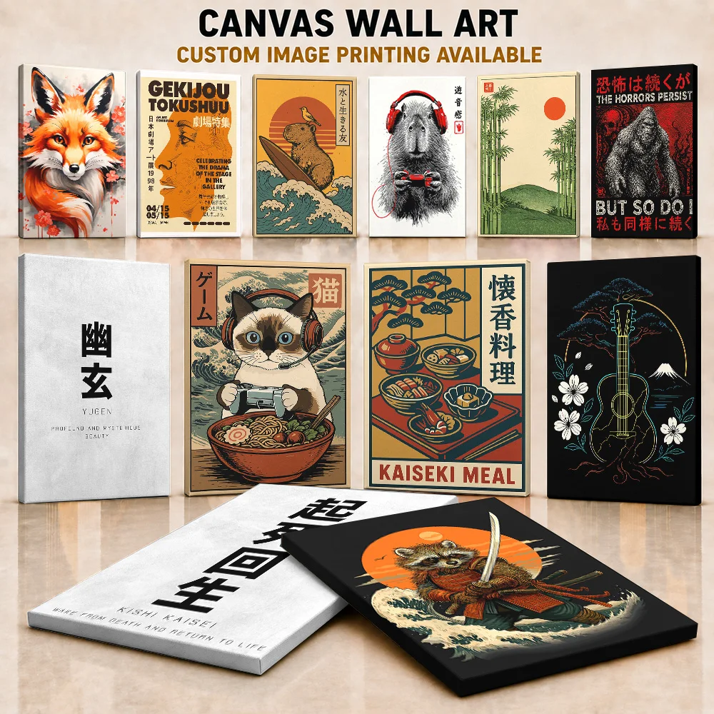Japanese Art Canvas Poster Customized Photo Global Folk Aesthetic Wall Paintings Decoration Perfect For Hallway Or Dining Room