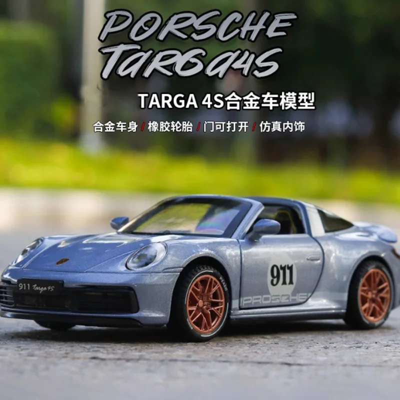 NEWAO TOYS Maßstab 1:32 911 TARGA 4S Cabrio Dreitürige Legierung Simulation Rennwagen Modell Junge Geschenk Spielzeug