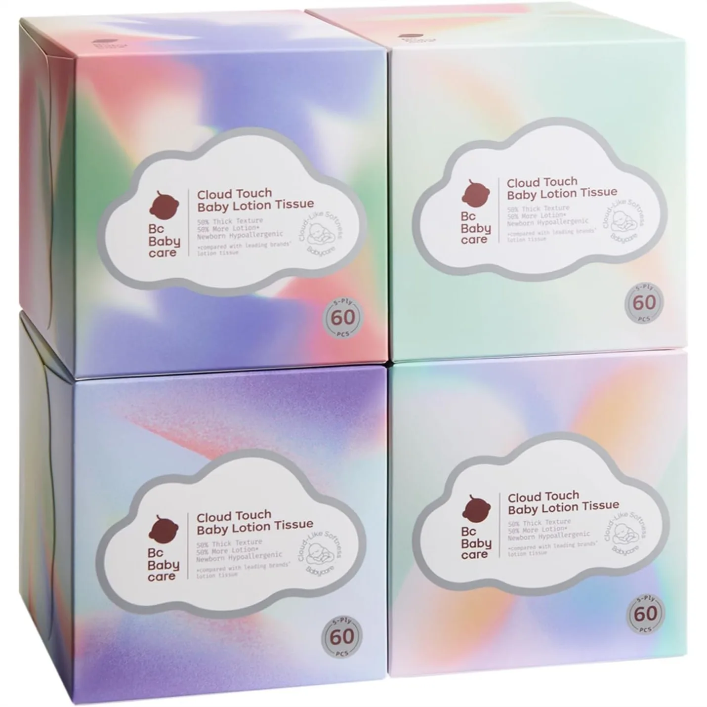 

Ultra Soft Facial Tissues with Lotion, 5-Ply for Sensitive Skin, 60 Tissues per Box, 4-Pack