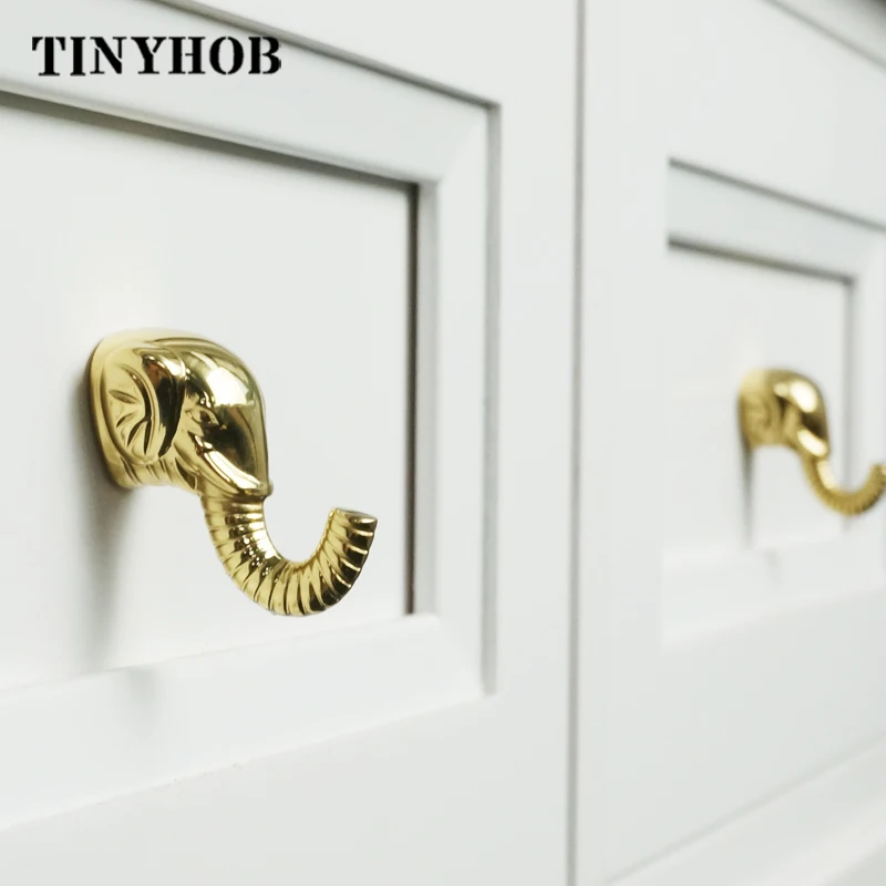 Animal Elephant Nose Shape/ Brass Furniture Handles Door Knobs and Handles for Cabinet Kitchen Cupboard Drawer Pulls Home Decor