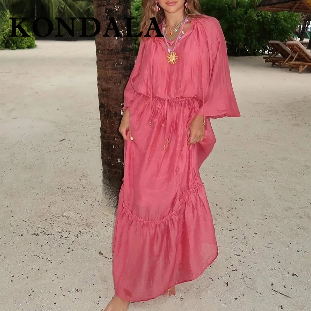 

KONDALA повседневный женский костюм на шнуровке, короткая рубашка с v-образным вырезом и драпированной длинной юбкой миди, шикарные модные весенние женские праздничные комплекты 2023 г.