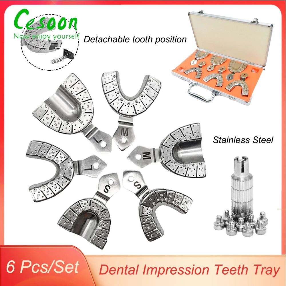 

3 Pairs Dental Implant Impression Tray Stainless Steel Teeth Holder Plaster Mold Autoclavable Dentistry Tool Material S/M/L